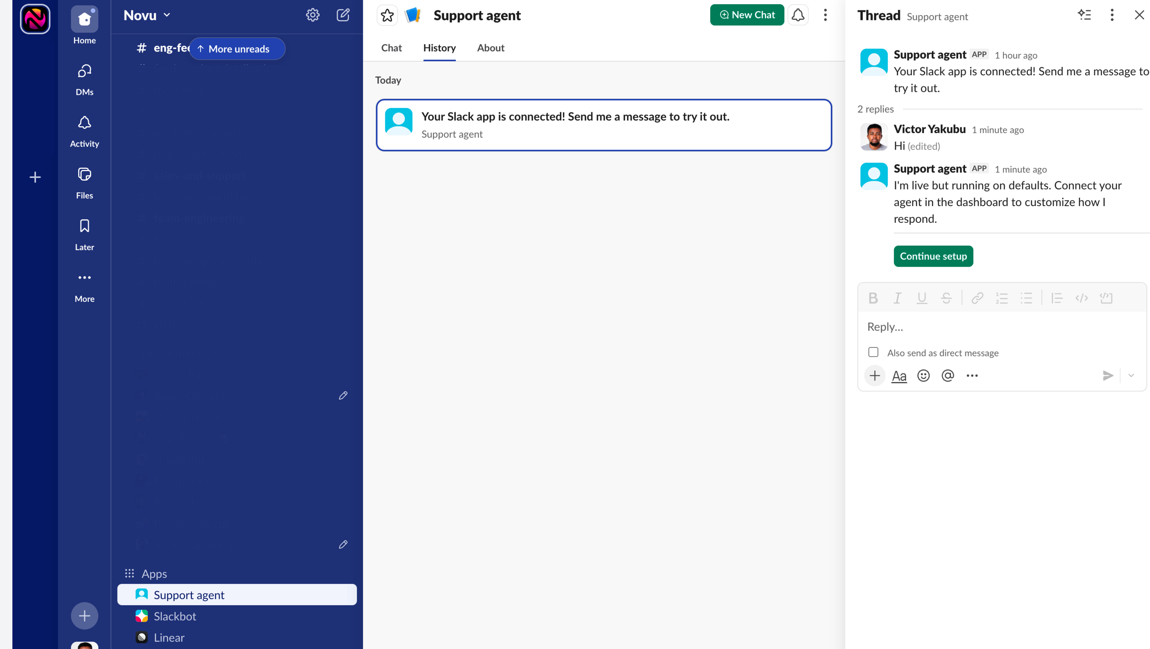 Slack message